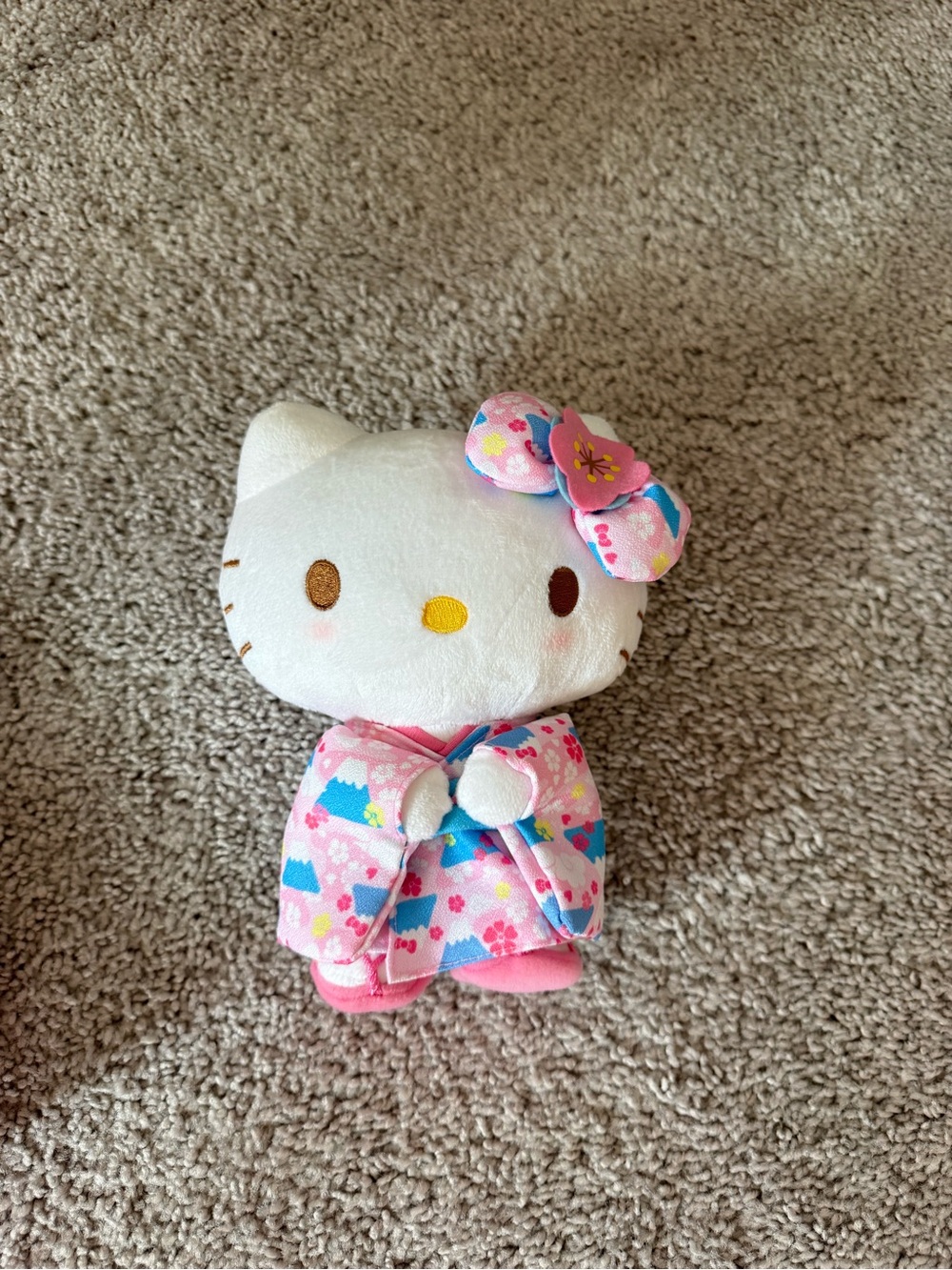 Sanrio Hello Kitty Plush in Pink Floral Kimono with Bow
